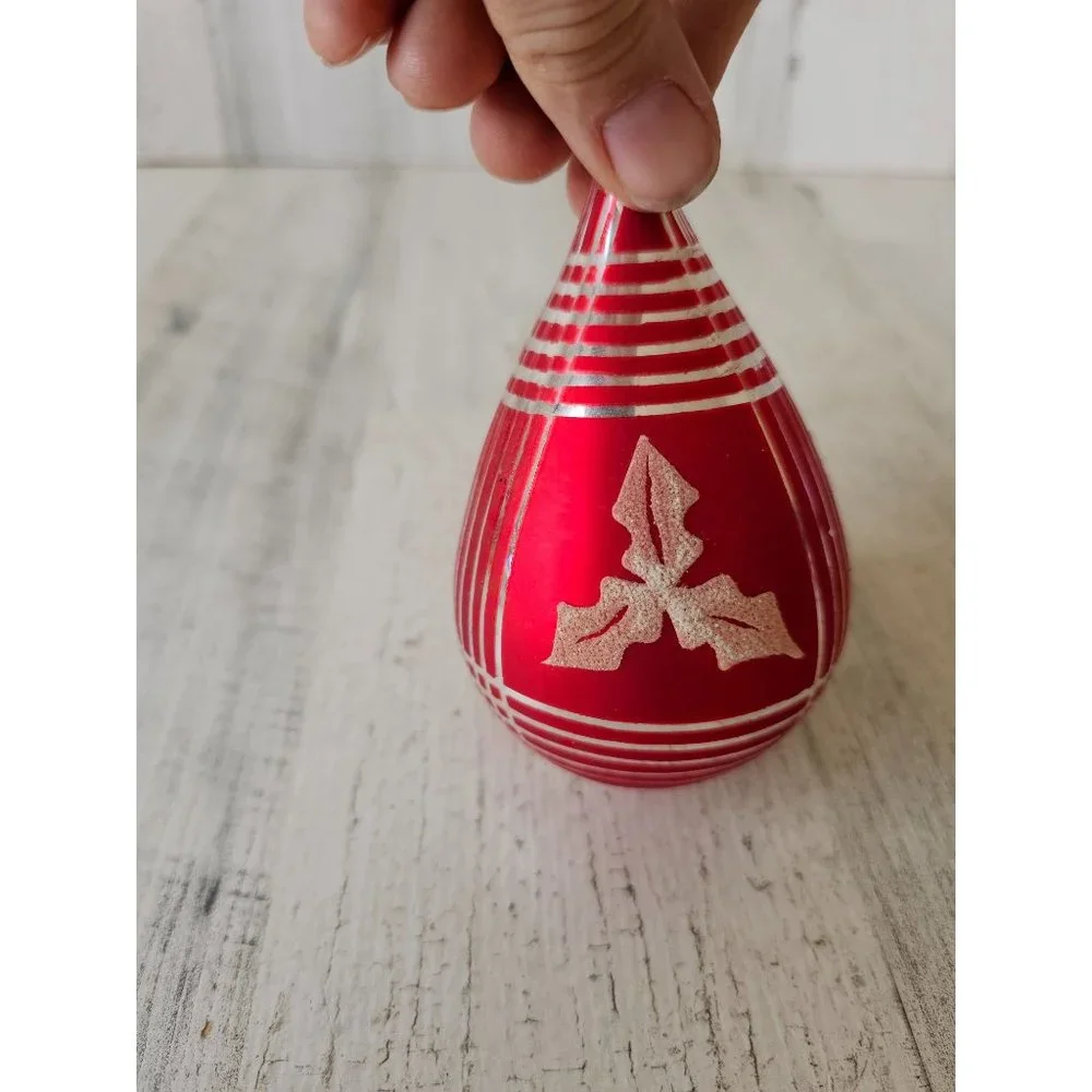 Vintage shiny brite radko red poinsettia teardrop Mercury glass ornament Maximus